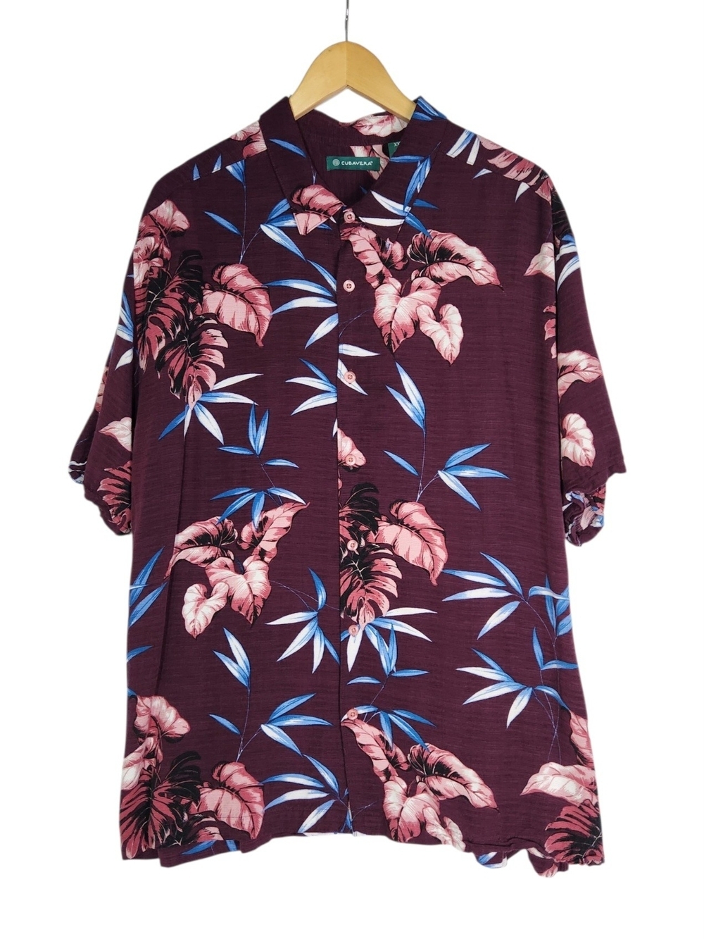 Cubavera Tropical Floral Camp Shirt XXL Purple Pink Blue Flowy Viscose Hawaiian